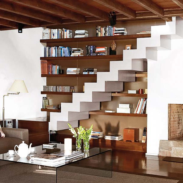 Storage ideas under stairs in livingroom1