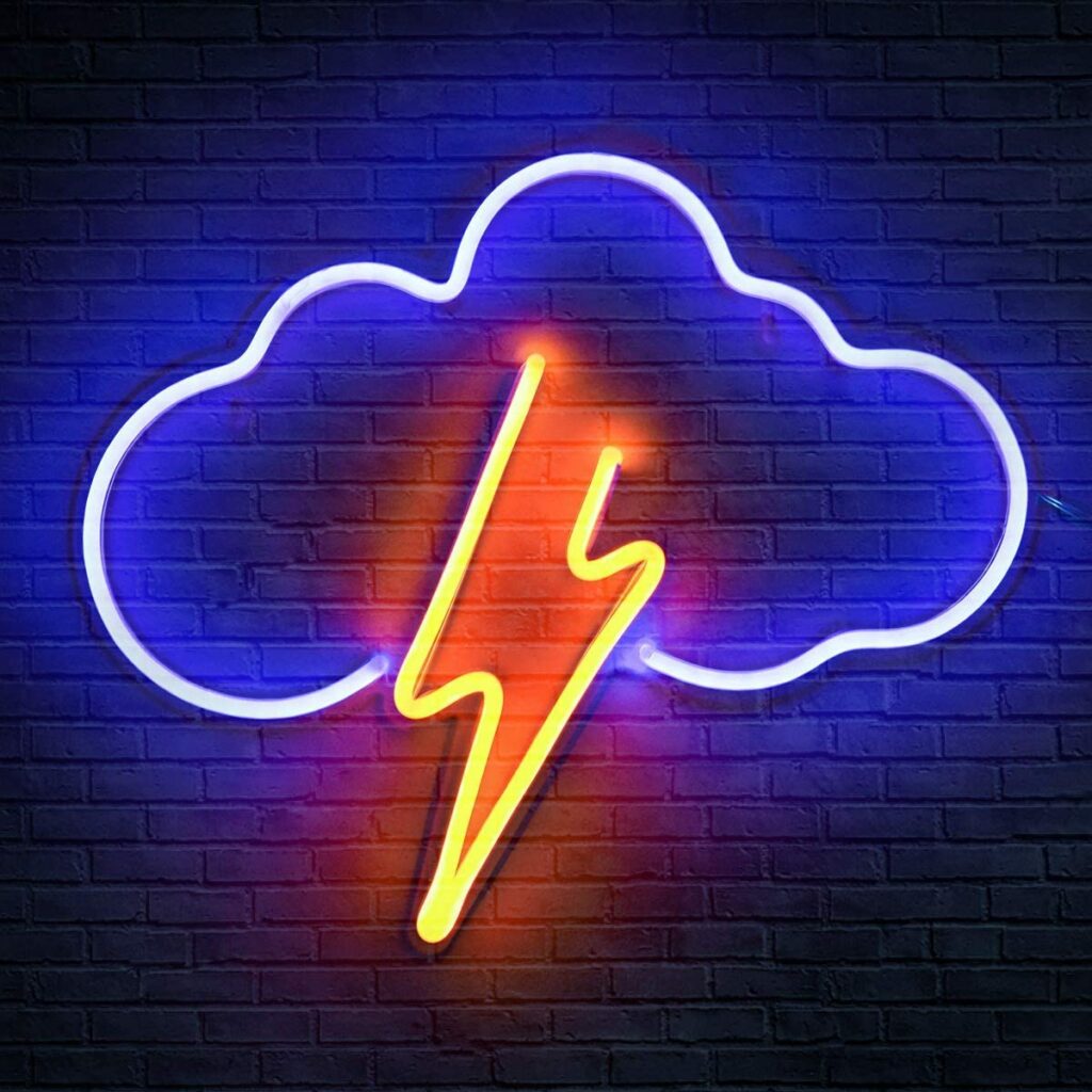 Storm lightning bolt in cloud neon light 1024x1024