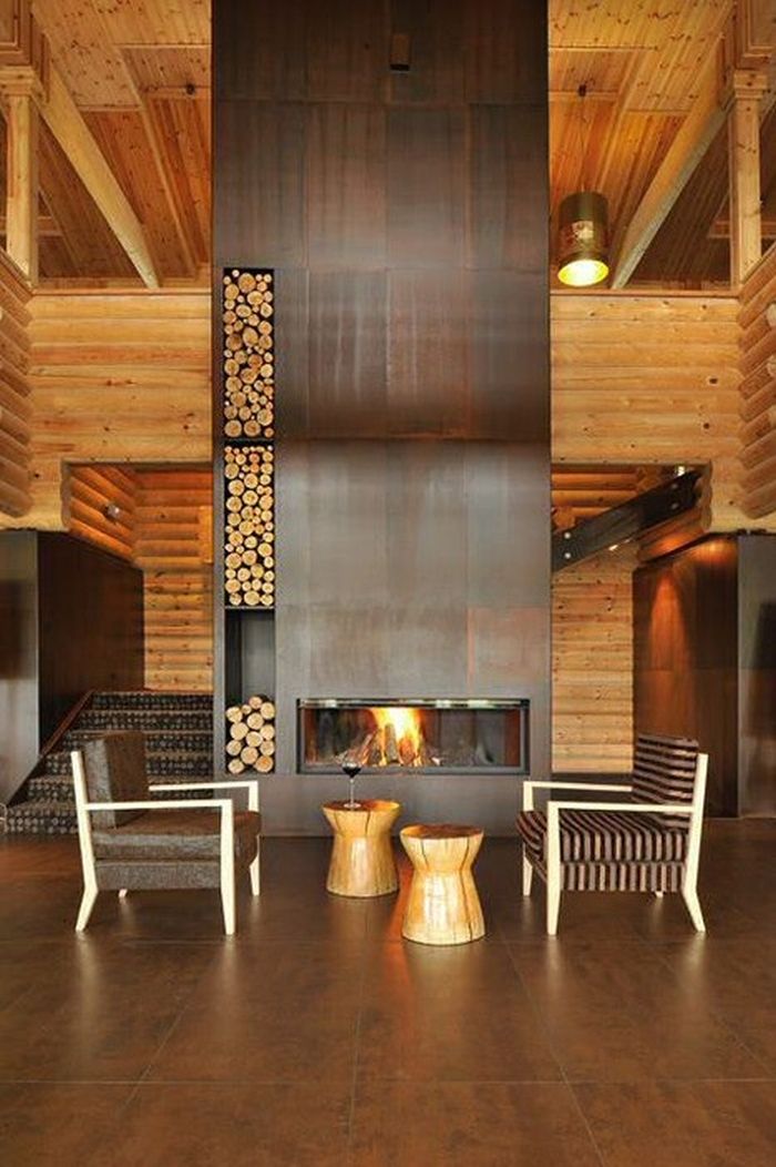 Striking modern fireplace