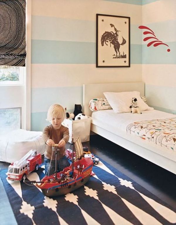 Striped kids room wall