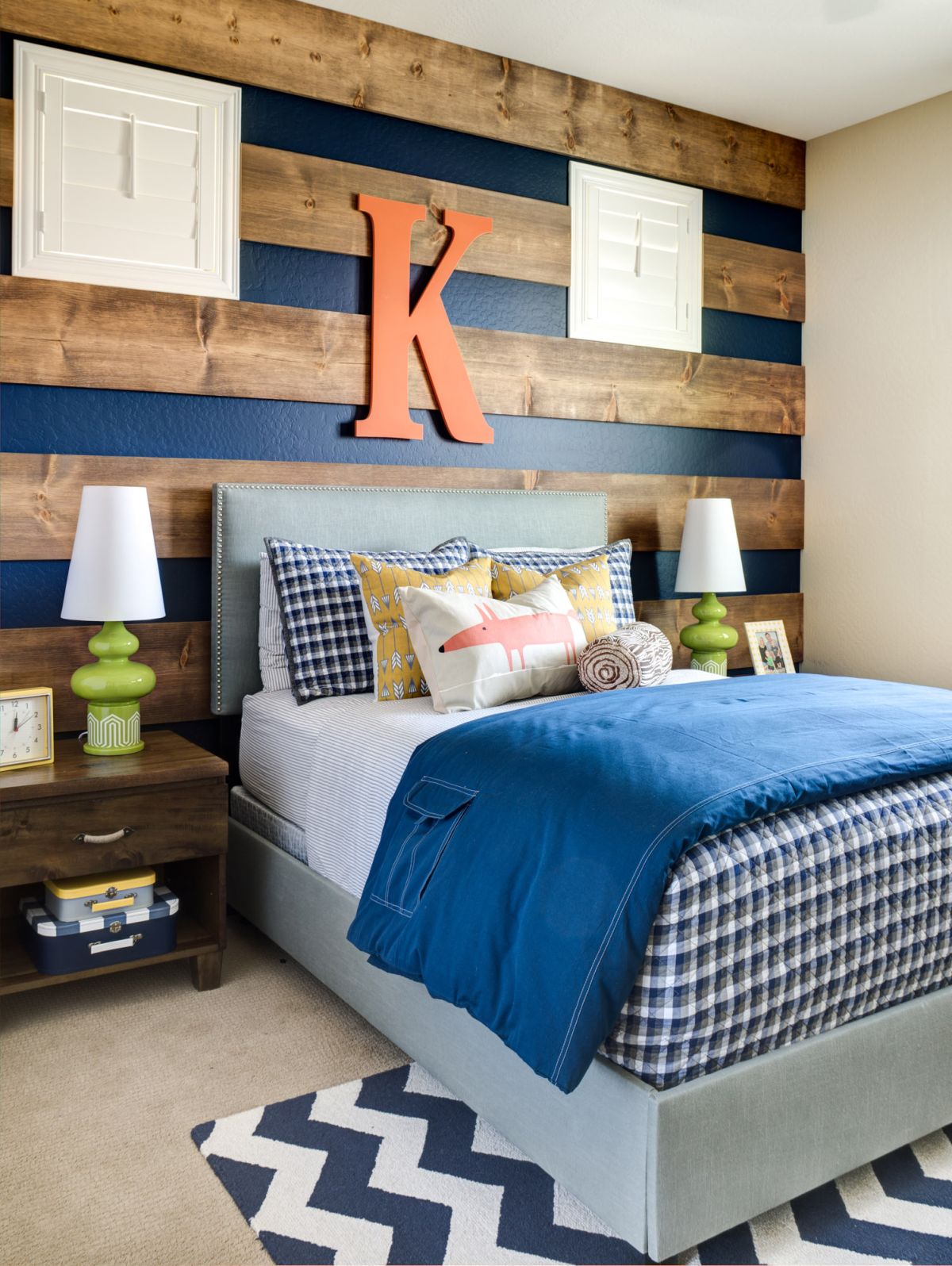 Striped wood wall accent