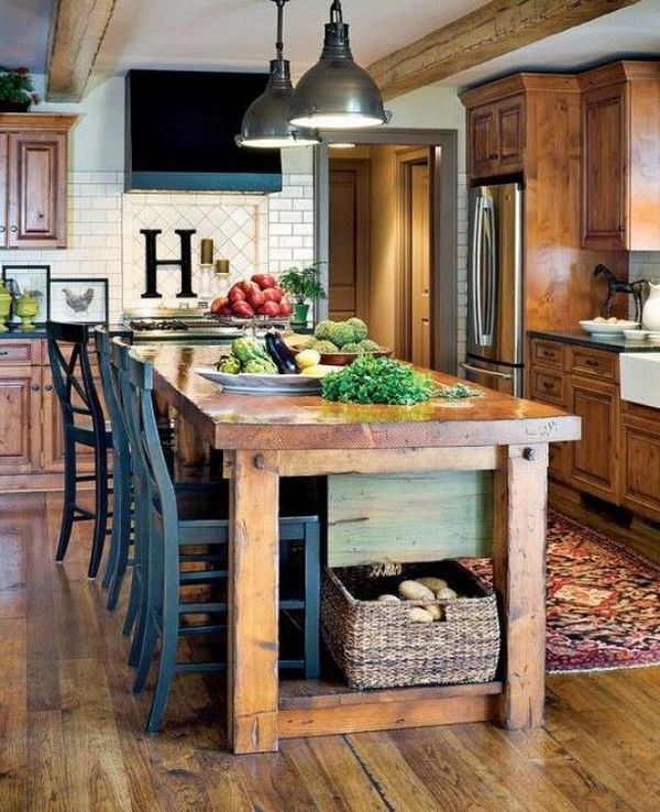 Subway tile backsplash seating farmhouse style island