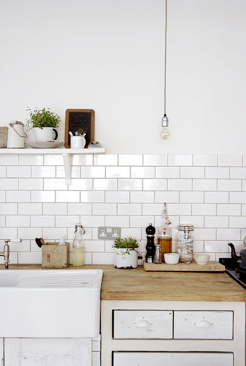 Subway tiled backsplash