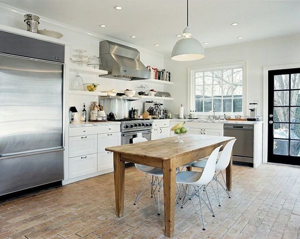 Swedish kitchen bricks floor