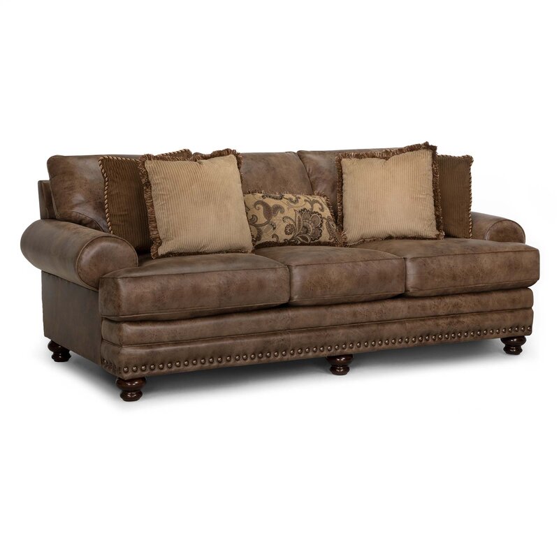Tan leather claremore sofa