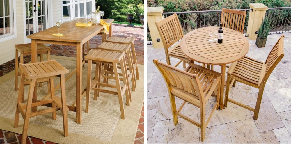 Teak Outdoor High Top Table and Chairs