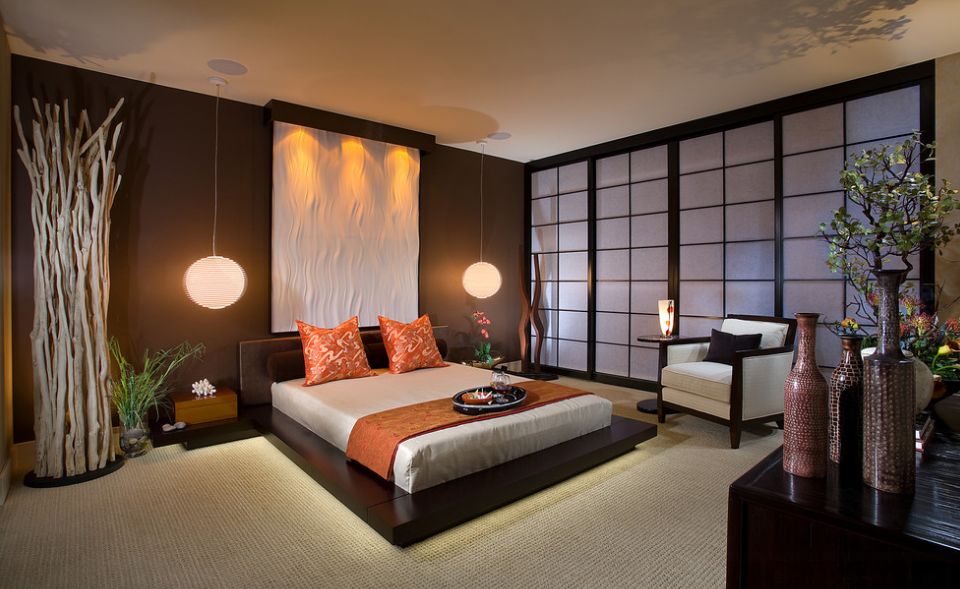 Textural balance bedroom japanese style