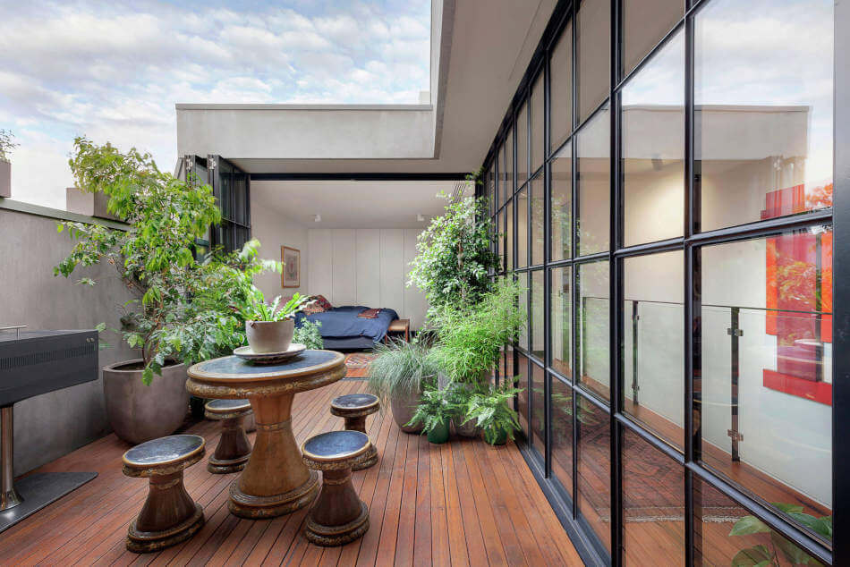 A balcony can sometimes be integrated into the floor plan