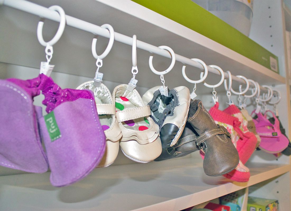 Tiny shoe organization for nursery room
