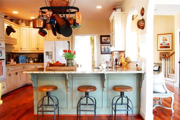 Traditional kitchen with industrial stool