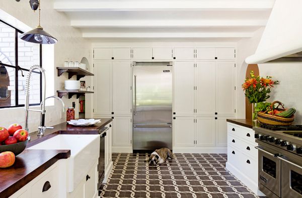 Traditional kitchen with painted floor