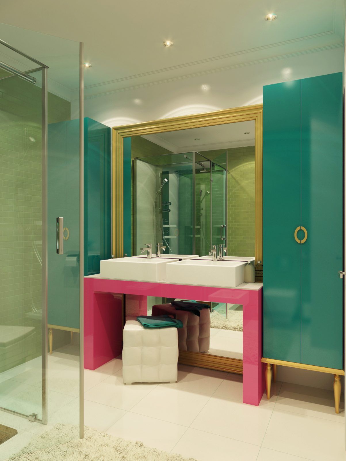 Turquoise pink and gold color combination