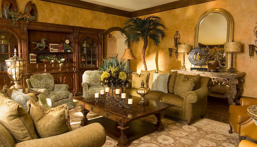 tuscan-living-room-with-faux-gold-walls