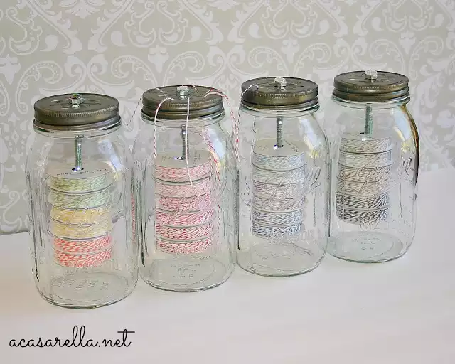 twine in mason jars
