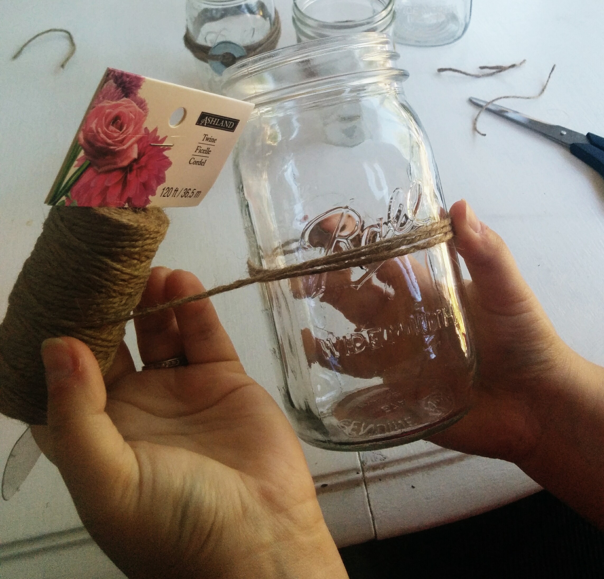 Twine mason jars