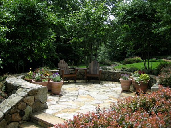 Upstairs porch stone fence