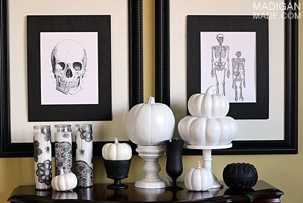 Vintage black white halloween decorations