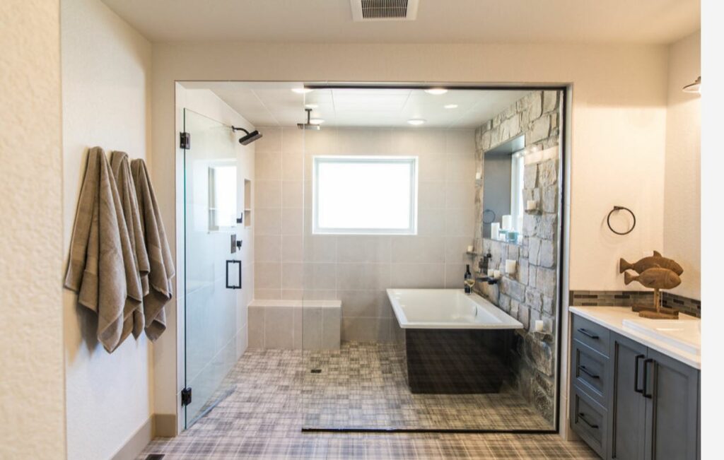 Walk in shower with bathtub master bathroom 1024x651