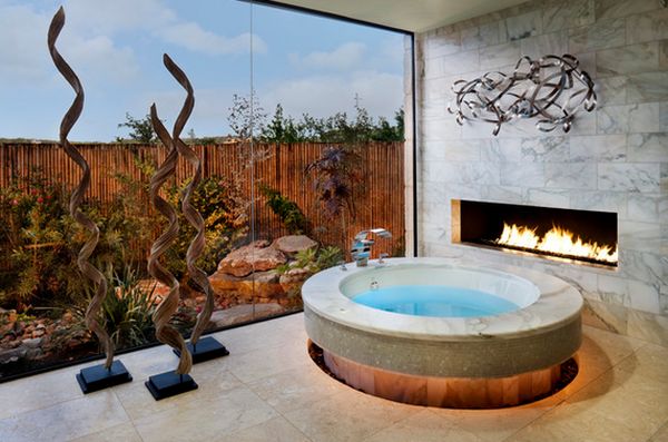 Wall built modern fireplace