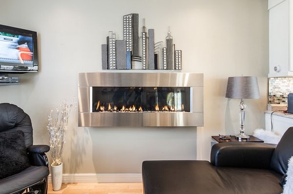 Wall mounted fireplace