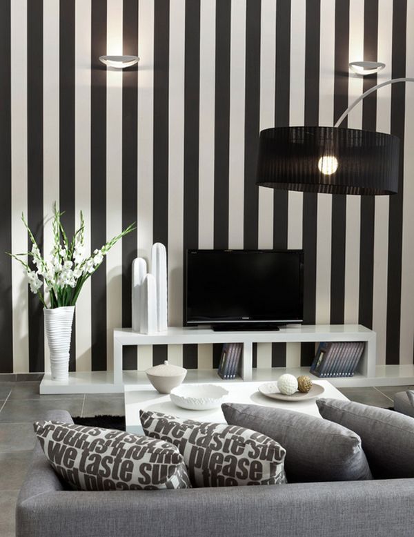 Wall striped black white