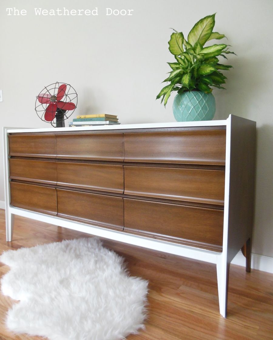 Walnut and white mid century