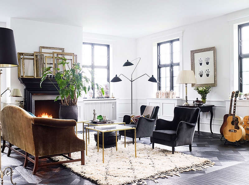 Warm living room swedish accents