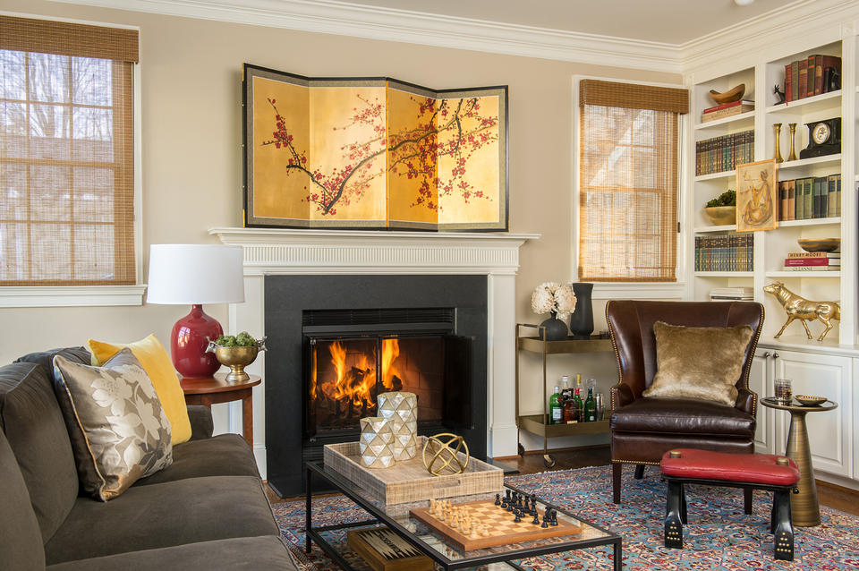 Warm metallics living room accessories
