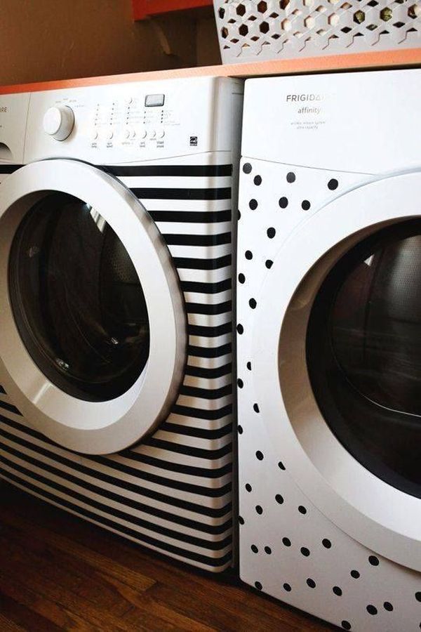Washer makeover with polka dots and tape