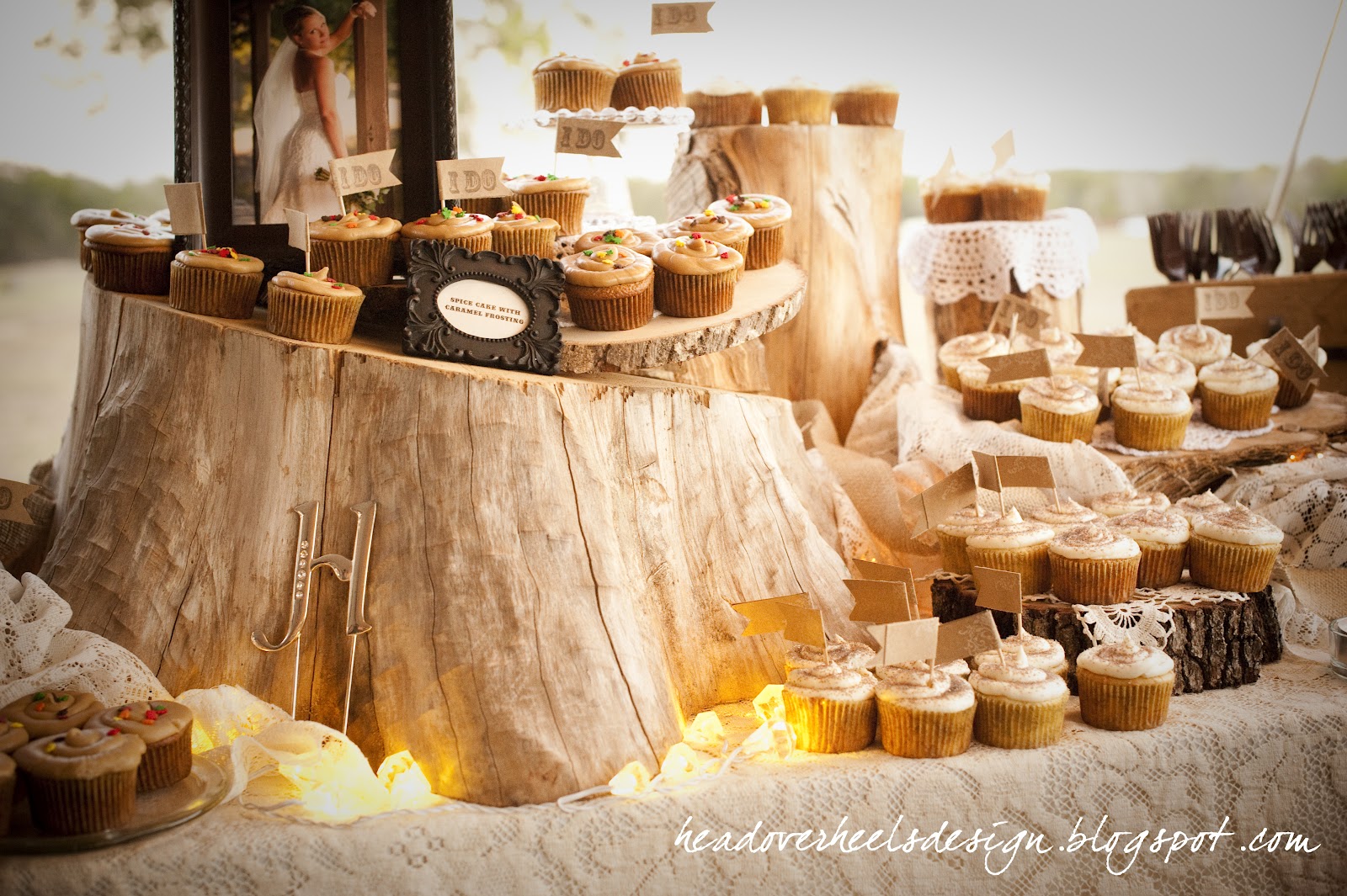 Stands made from wooden stumps