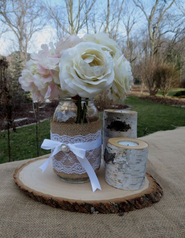 Wedding decor with mason jars