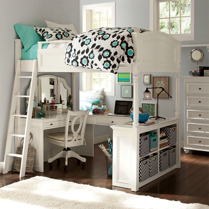 White chelsea vanity loft bed