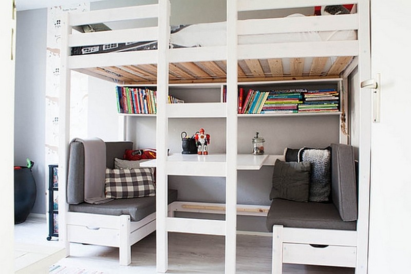 White combo loft and desk