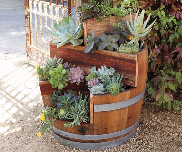 Wine barrel garden