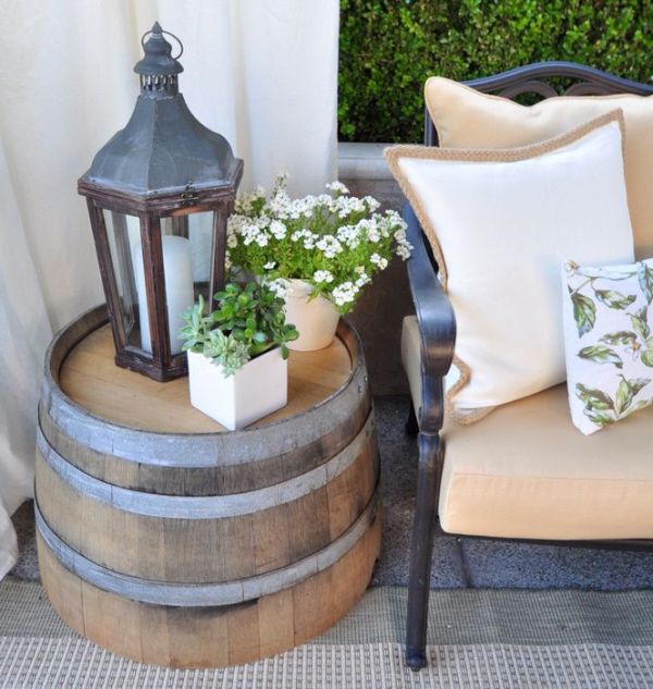 Wine barrel table