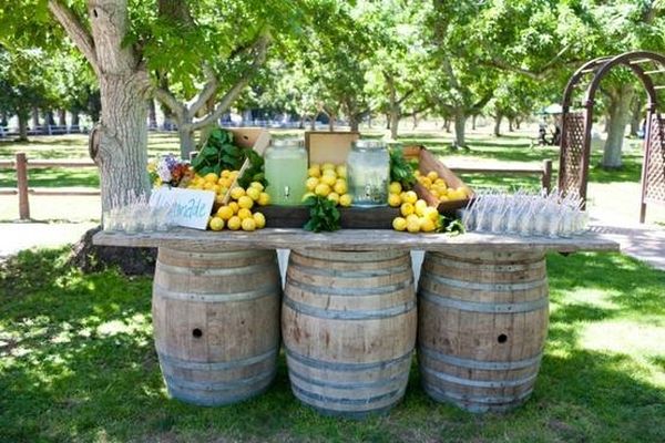 Wine barrels table center