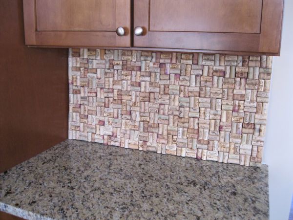 Wine cork backsplash