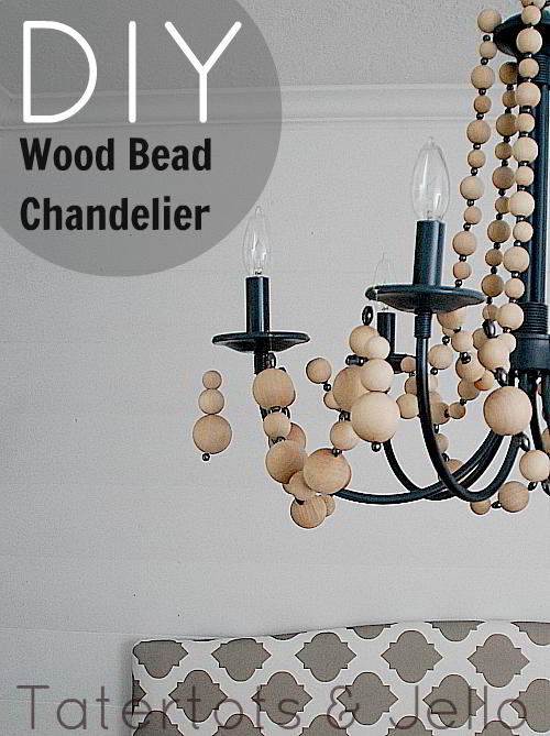 Wood bead chandelier diy