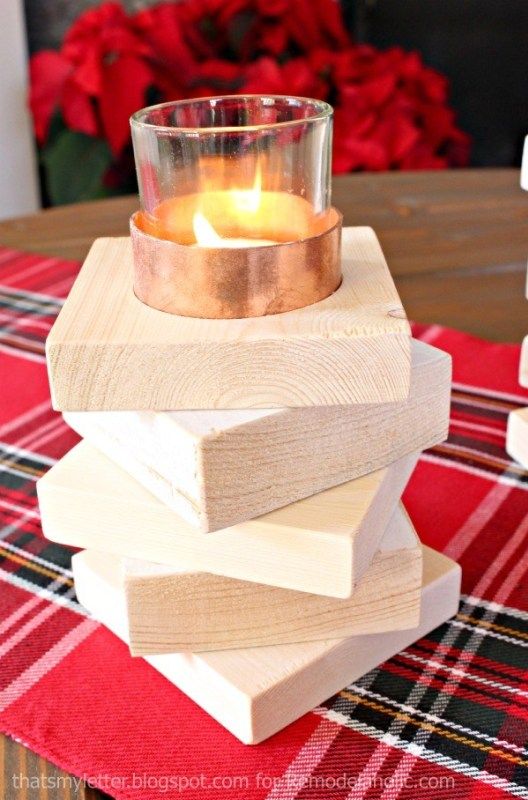 Wood candle holder