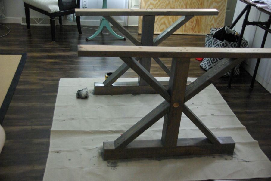 Wood stain farmhouse table legs