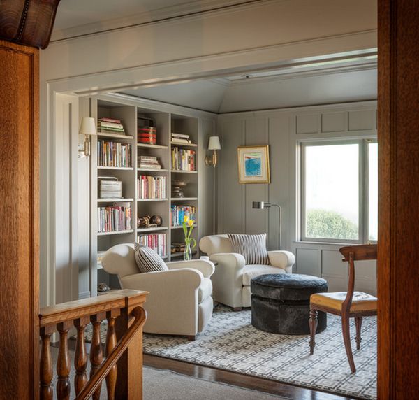 Wood wall upstairs library