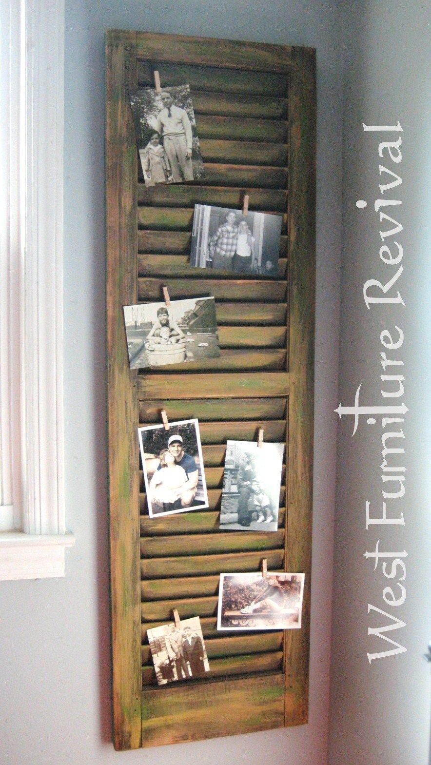 wooden shutters to display old pictures