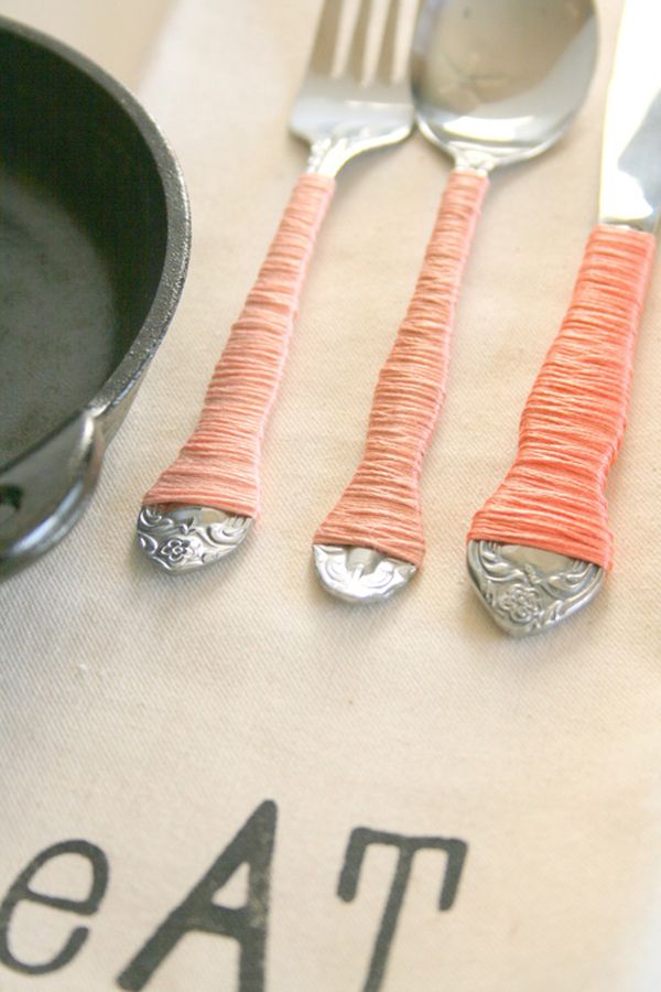 Wrapped silverware diy 7