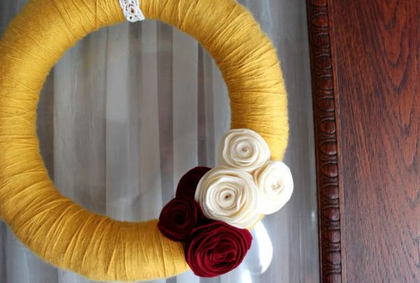 Wreath yarn wrapped