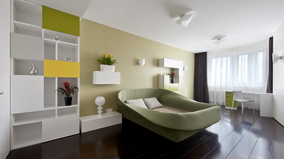 Yellow green bedroom