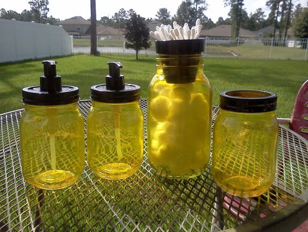 Yellow soap mason jar