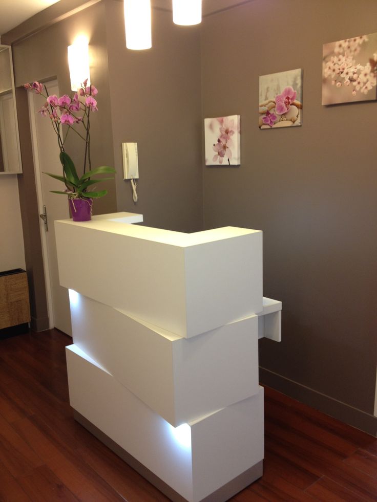 Zen inspired salon reception desk