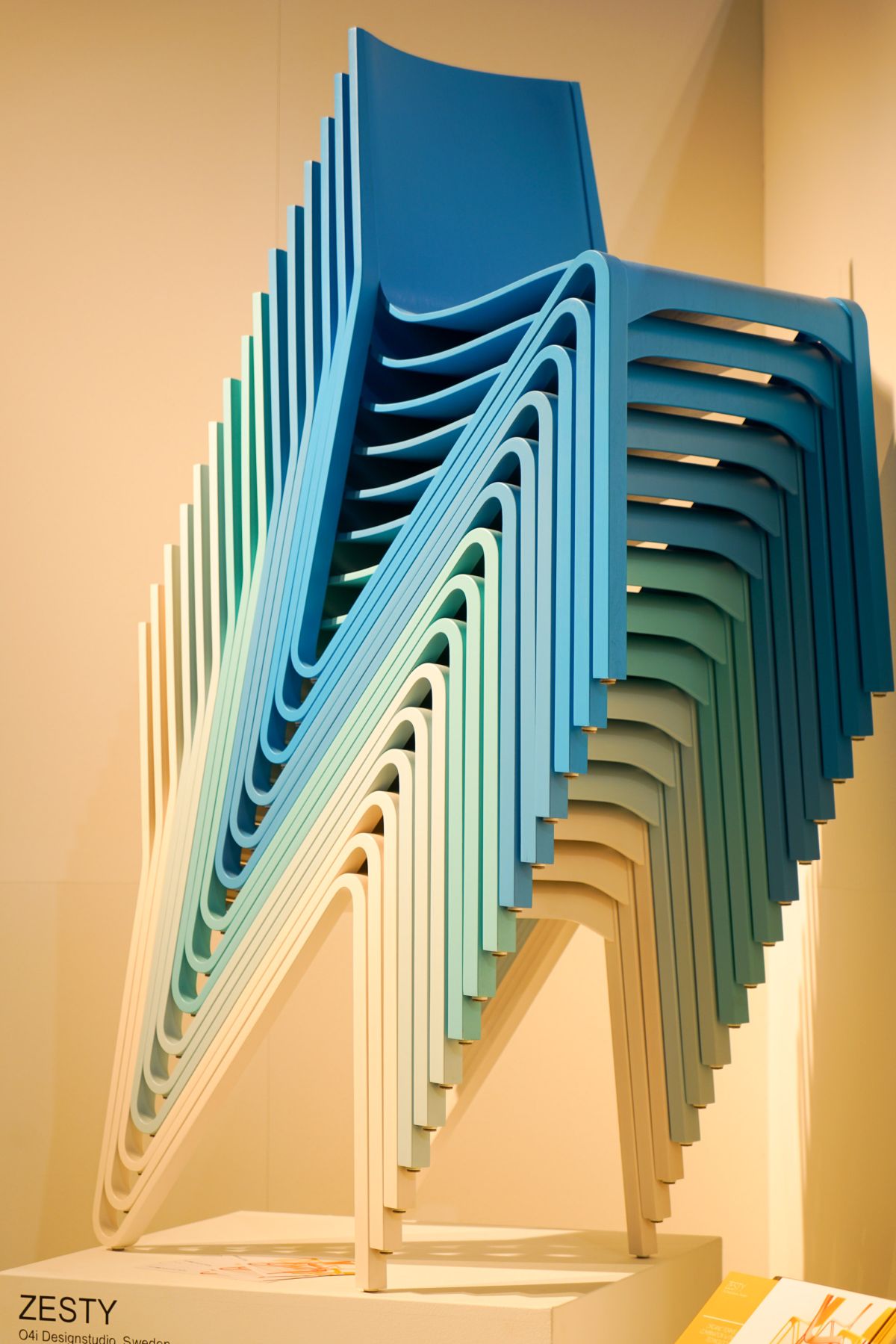 Zesty o4i designstudio sweden stacked colorful chairs