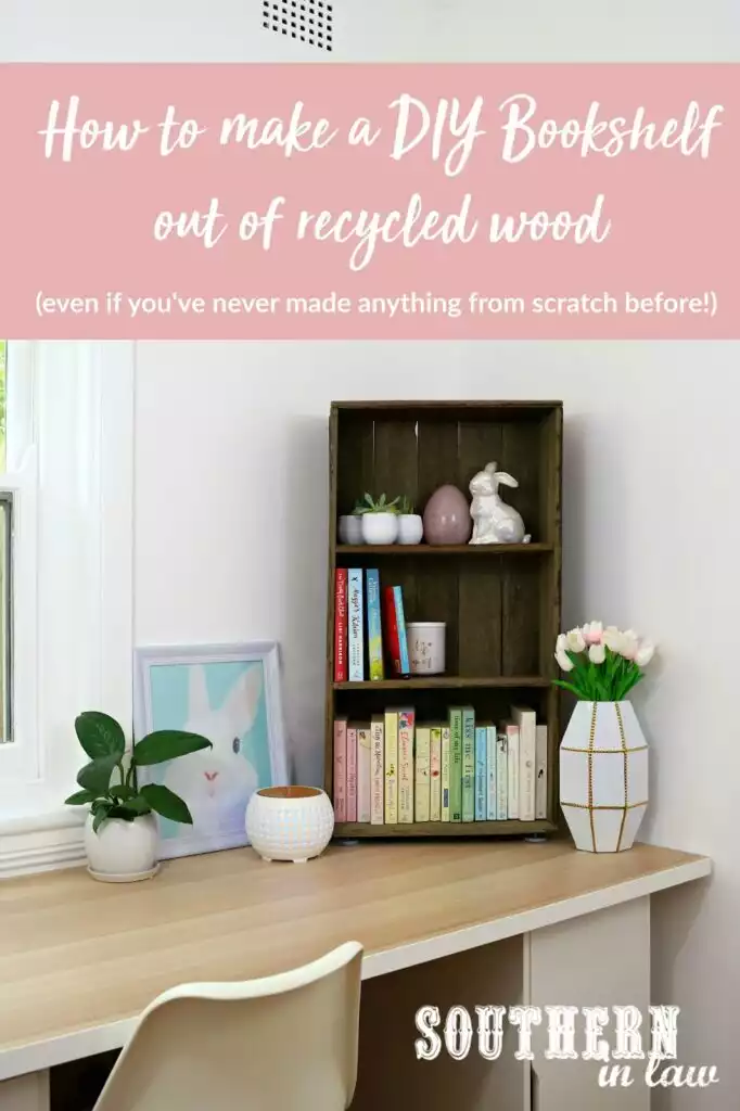 A little tabletop bookcase made of recycled wood