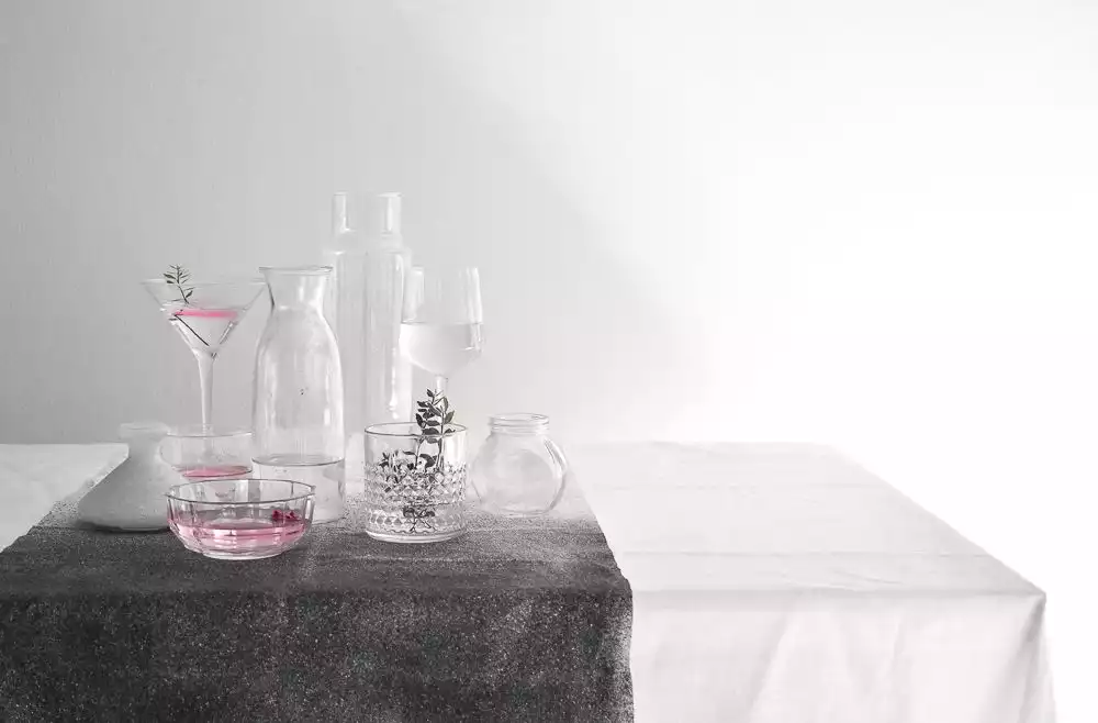 A speckled table runner